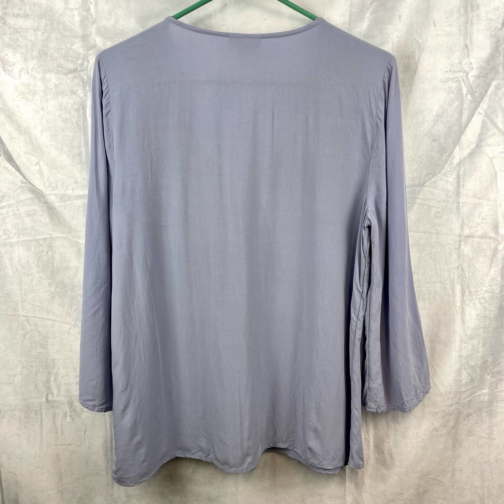 J. Jill Lilac Embroidered Rayon 3/4 Sleeve Light Weight Blouse Size S - Picture 5 of 6